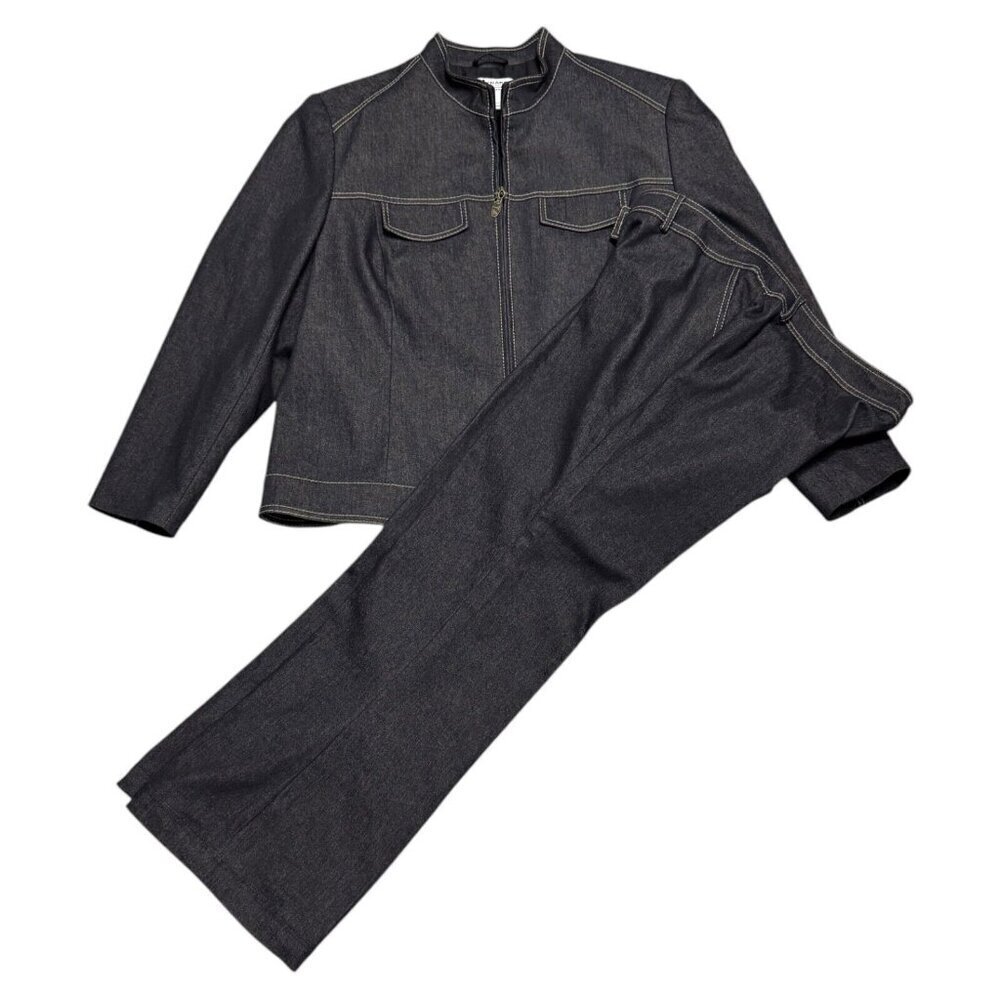 NYGARD 2-Piece Set Designer Grey Business Casual Jacket & Pants Set Womens 16P